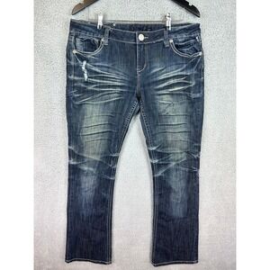 Premiere Women's Jeans Size 13/14 Skinny Mid Rise Distressed Western Blue